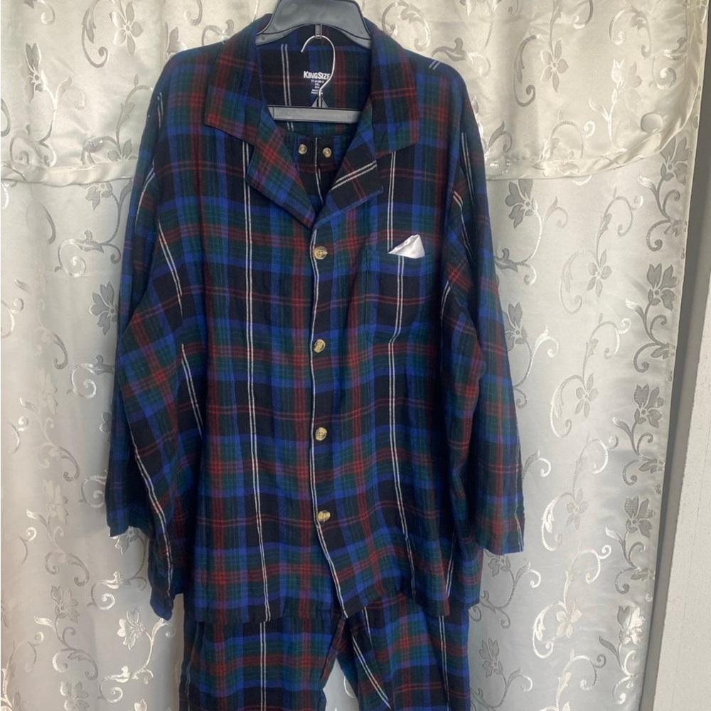 New KingSize Men's Multicolor Plaid 2 pcs Pagamas set size 3XL big. Plus size